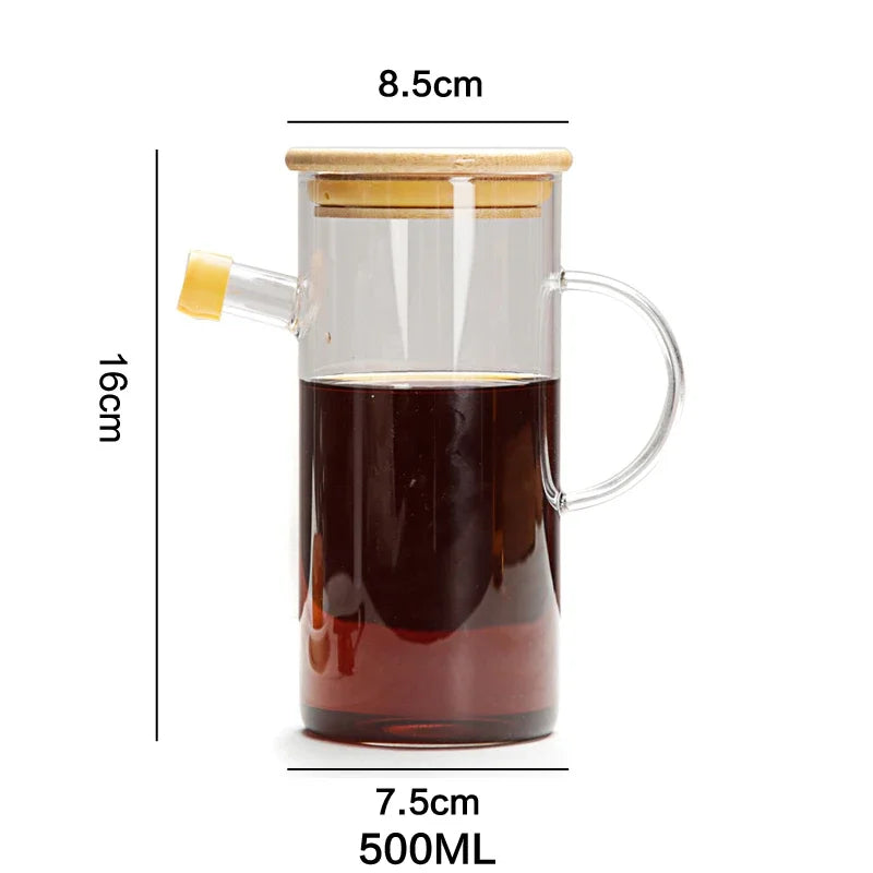 Glass Oil Bottle with Handle and Scale