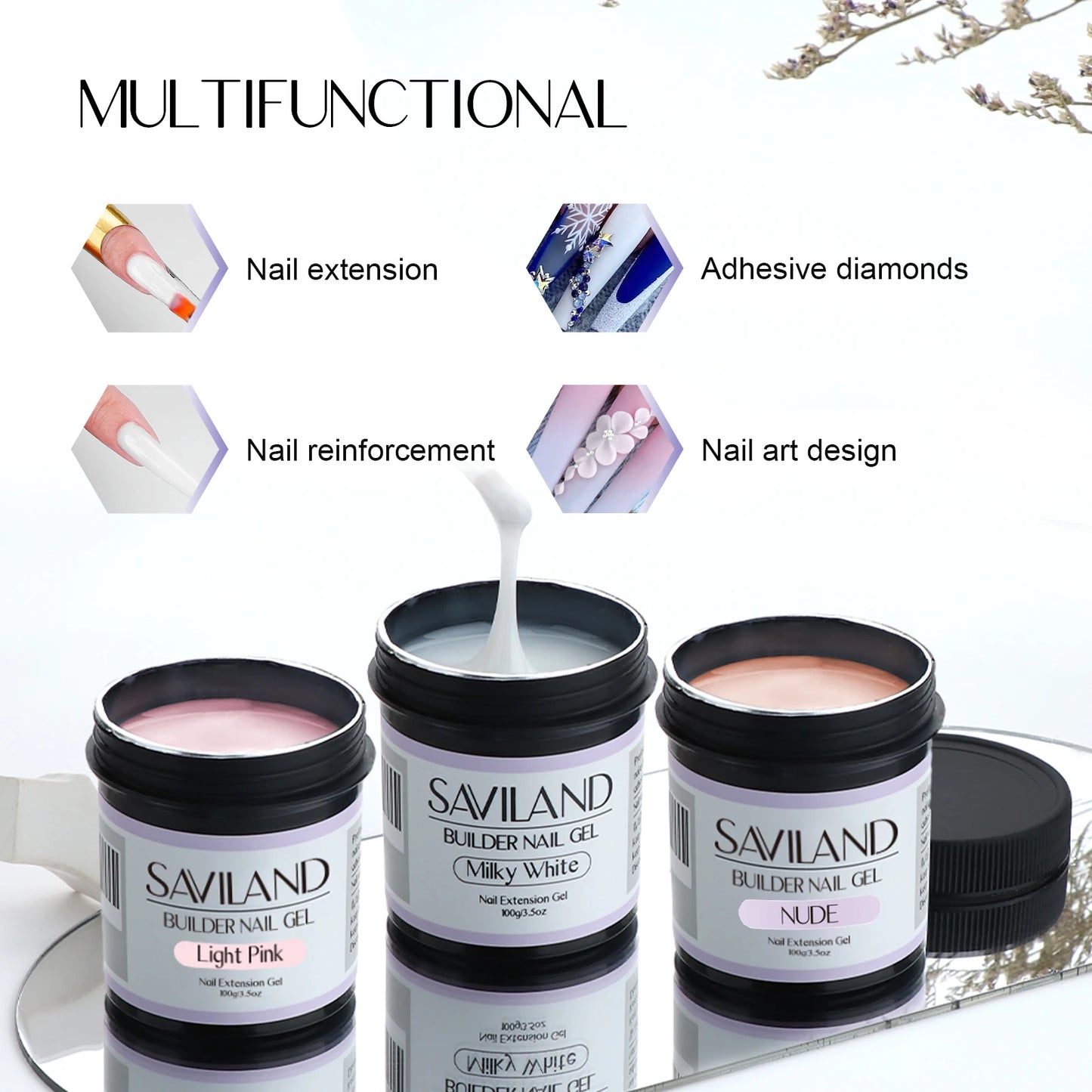 100g Builder Gel for Nail Extensions, Removable UV/LED Builder Gel, Nail Art and Manicure
