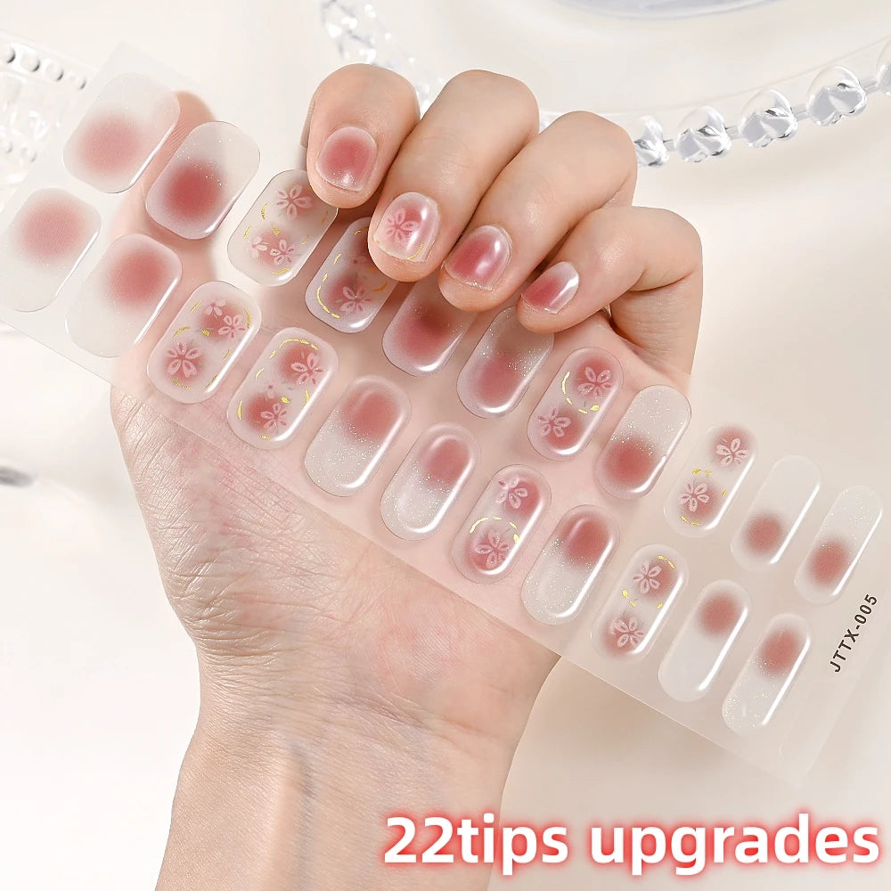 Semi-Cured Gel Nail Wraps with French Tips, Long Lasting for Nail Art & Extensions