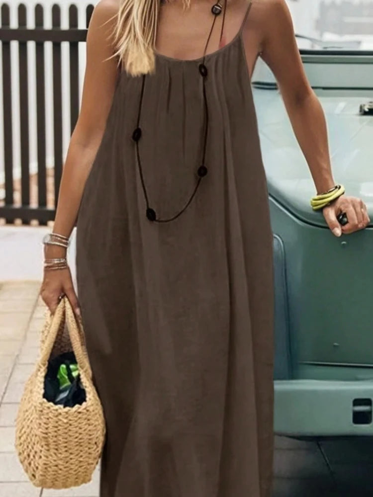 Women's long summer dress open back