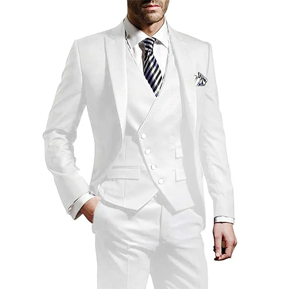 Men's 3-Piece Wedding suit: Slim Fit Jacket, Vest & Trousers