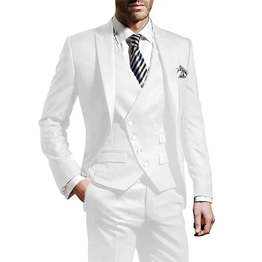 Men's 3-Piece Wedding suit: Slim Fit Jacket, Vest & Trousers