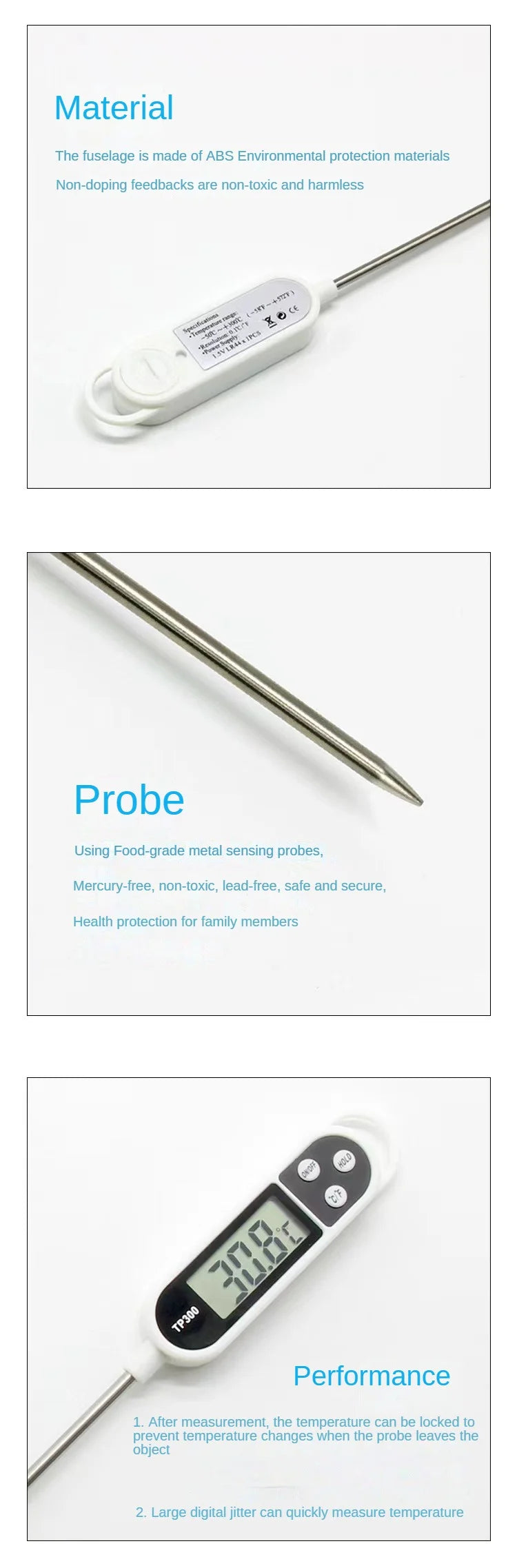 Digital kitchen thermometer with probe