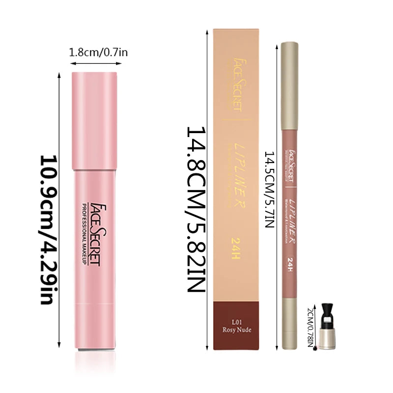 Matte Lipliner & Lipstick Set, Waterproof & Long Lasting Lip Makeup