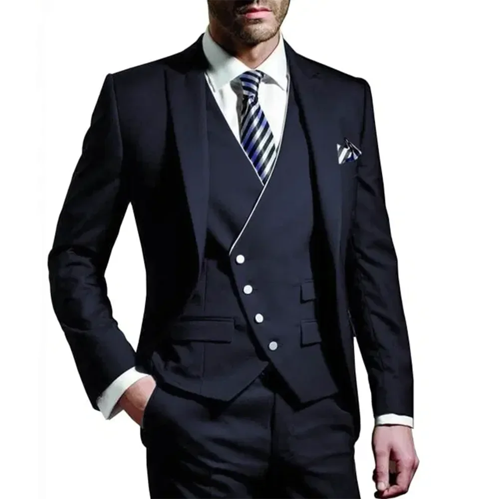 Men's 3-Piece Wedding suit: Slim Fit Jacket, Vest & Trousers