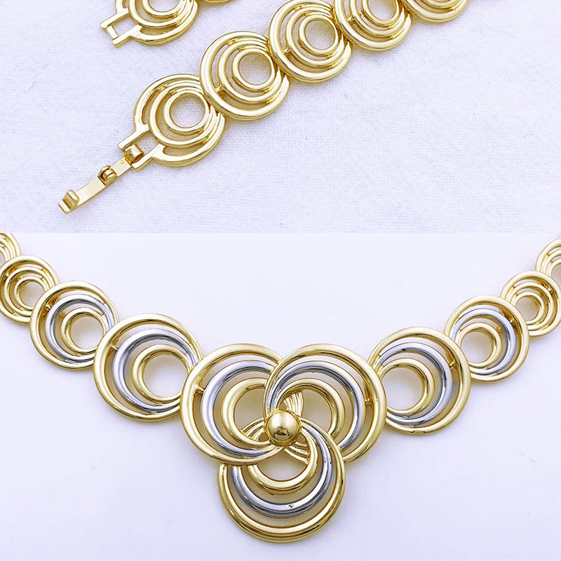 Gold jewelry set for women with necklace and earrings