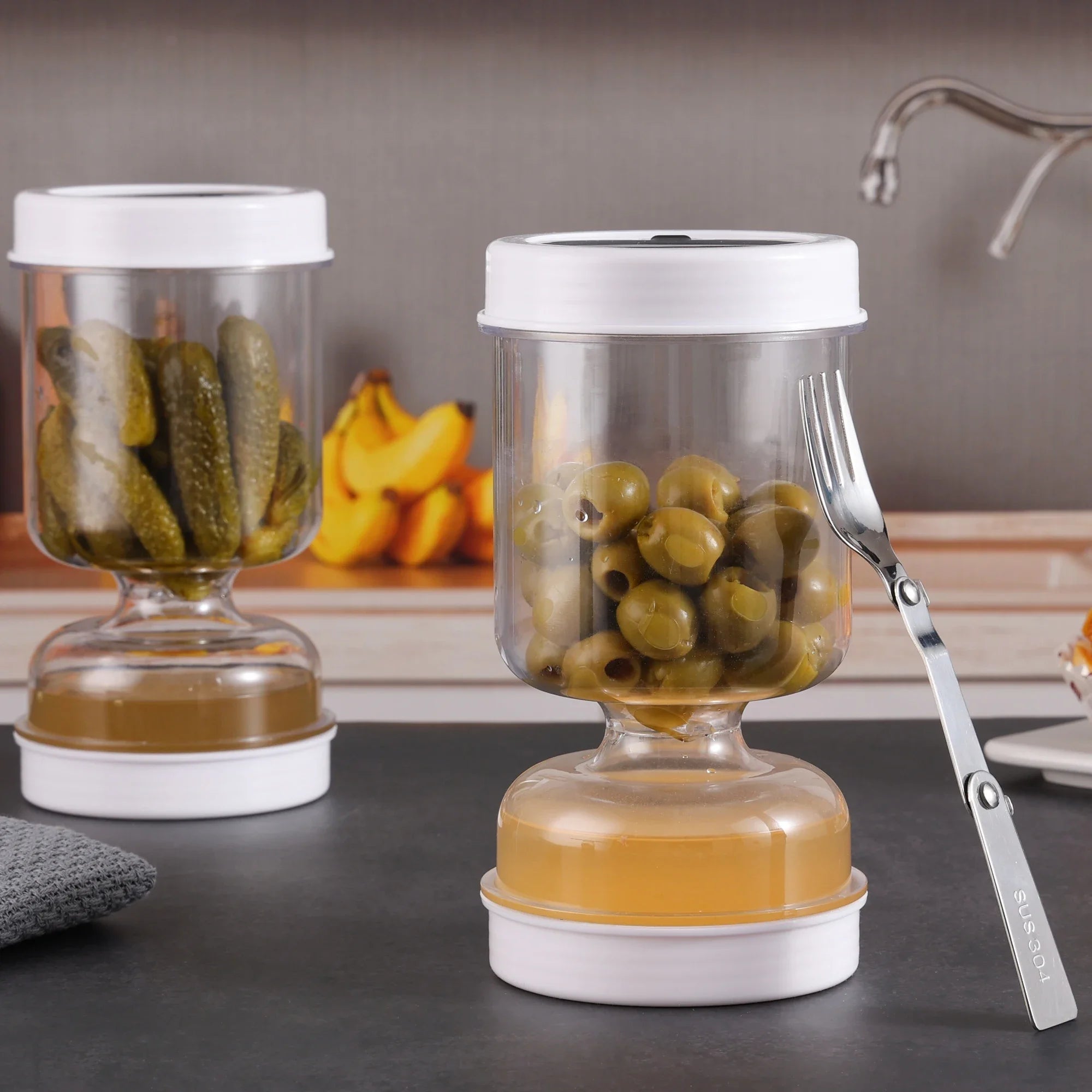 Olive Jar with Fork and Divider
