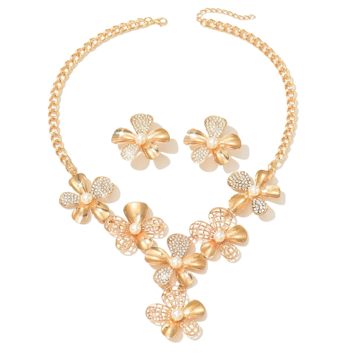Floral necklace and earrings set oversized design