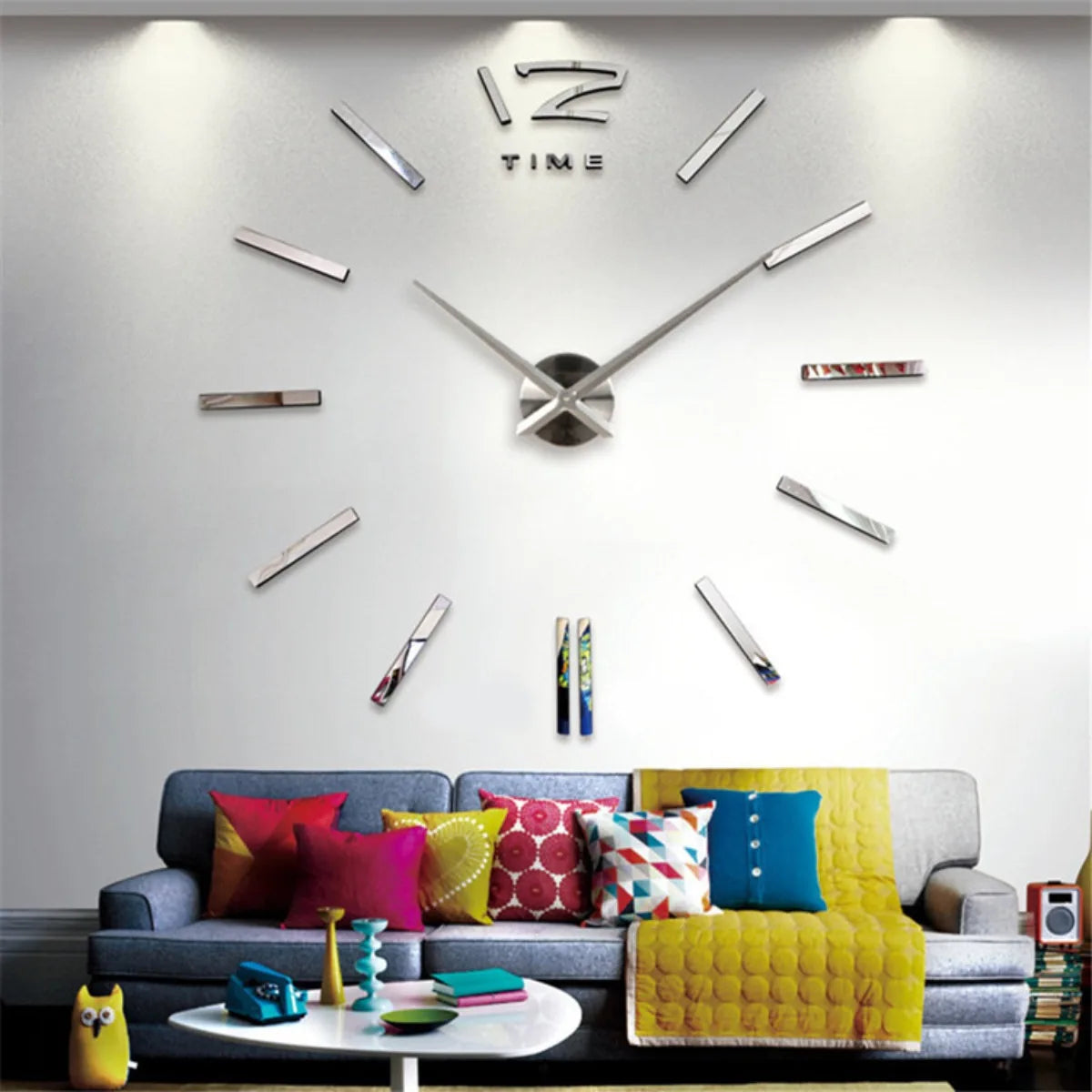 Large 3D acrylic wall clock with mirror effect