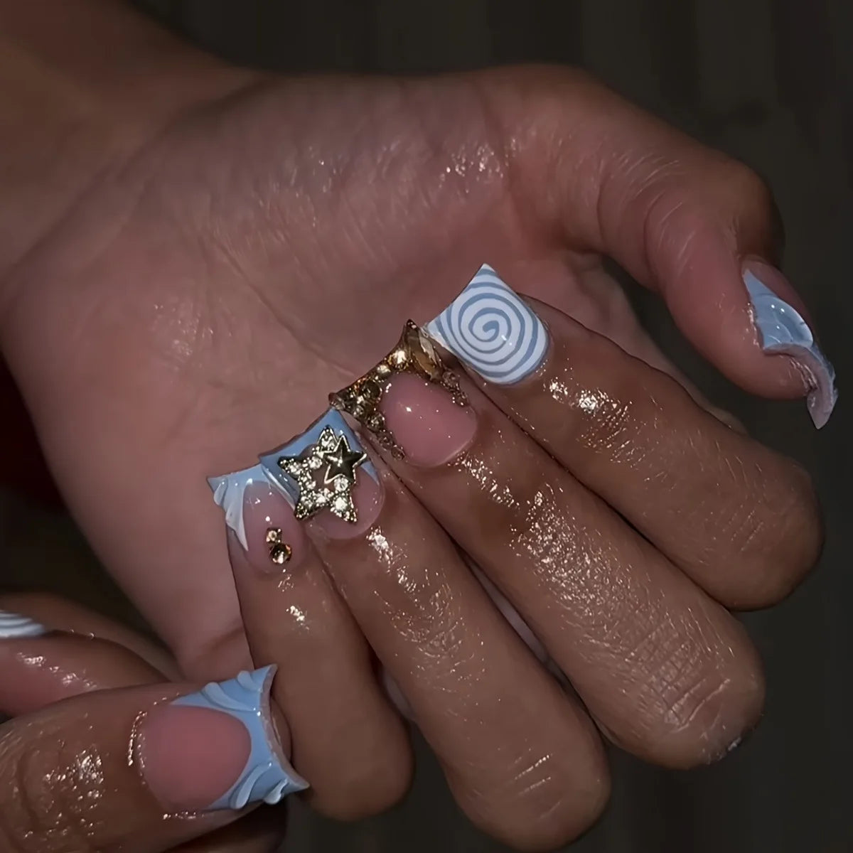 Duck shaped press on nails punk style
