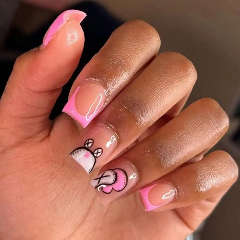 Cartoon press-on nails with snail design