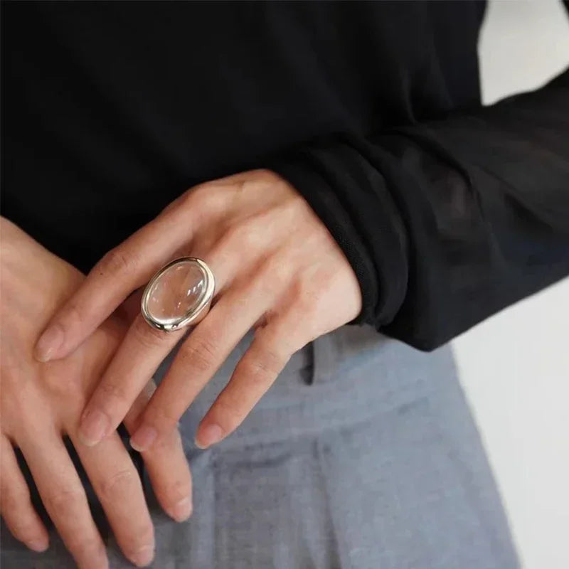 Geometric resin ring oversized design