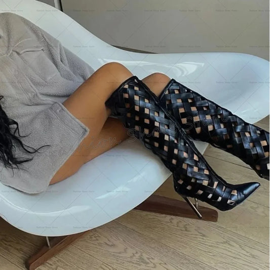 Z-Women's Heeled Ankle Boots | Cross Strap, Pointed Toe, Matte Leather.