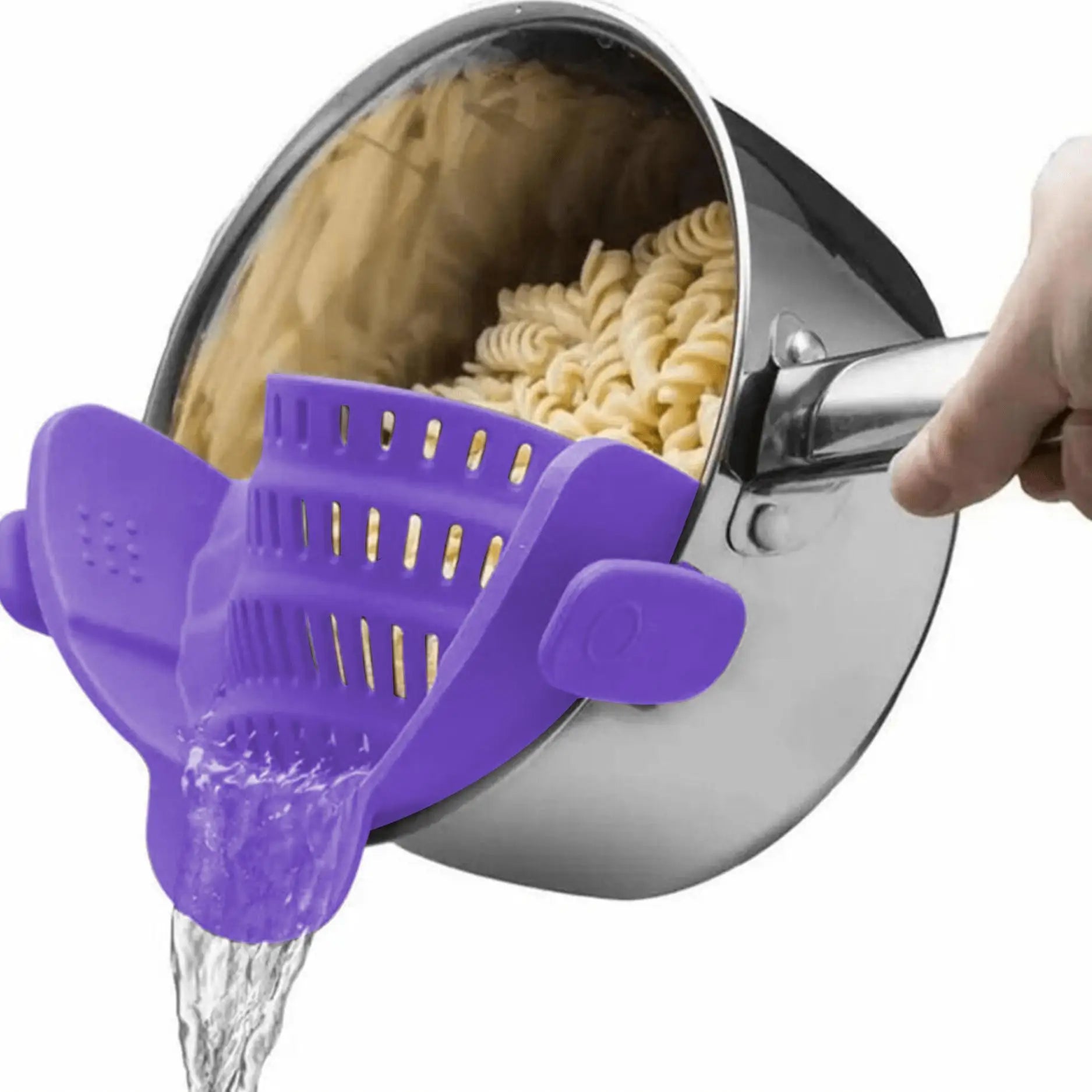 Clip on kitchen strainer for pots