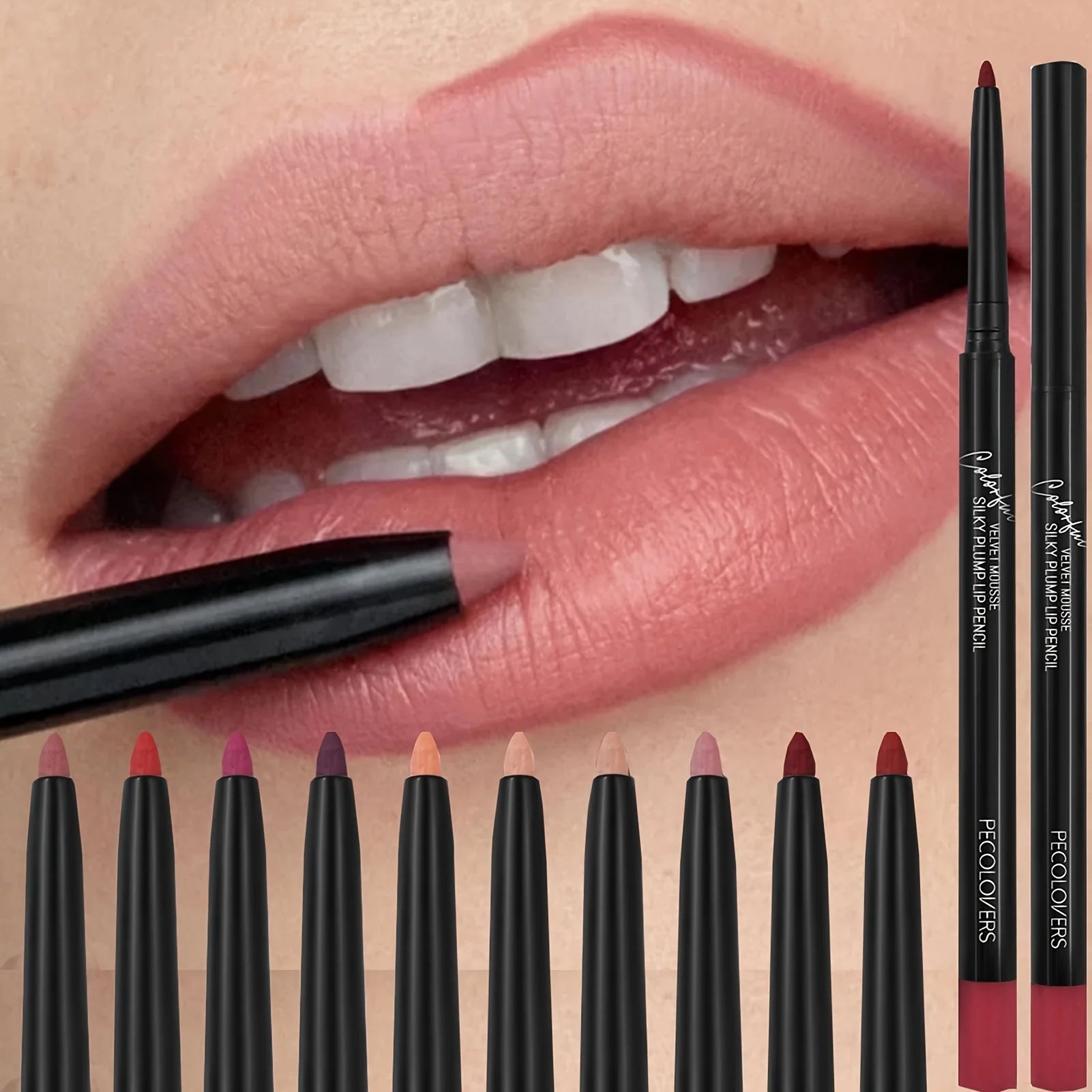 Set of 12 Lip Liner Pencils - Matte and Waterproof