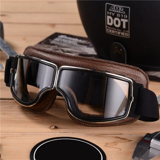 Look for it here A-Retro Leather Motorcycle Goggles - Windproof and Foldable for Helmet