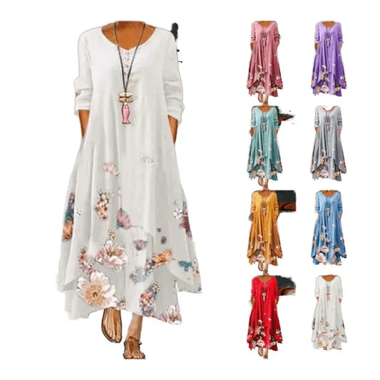 Look for it here New Arrivals Women Clothes Maxi Floral Elegant Casual Boho Ladies Fashion Dresses Plus Size Club Dress 2023 Spring Fall Summer