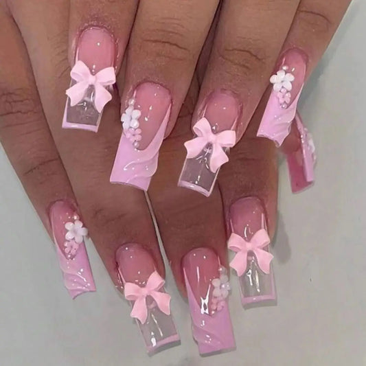 Look for it here Red MN-Set of 24 Long Coffin Nails - 3D Butterfly Pink and Flower